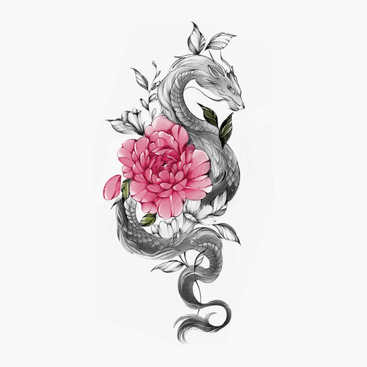 Temporary tattoo "Dragon and flower"