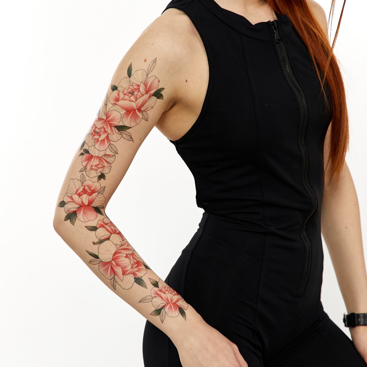 Temporary tattoo "Pink Peonies Tattoo Sleeve"