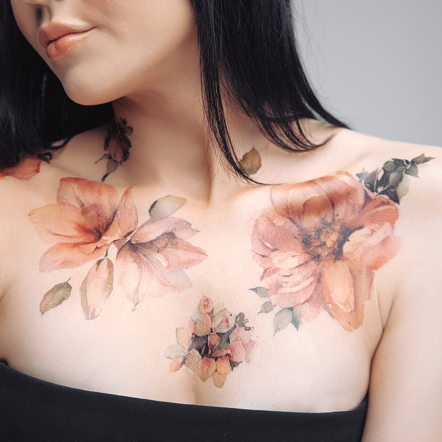 Temporary tattoo "Watercolor colored flowers"